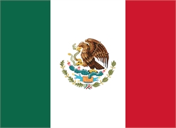[ai] The national flag of Mexico, featuring three vertical stripes: green on the left, white in the center, and red on the right. The coat of arms, depicting an eagle holding a snake on a cactus, is centered on the white stripe.
